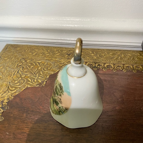 Vintage Currier And Ives Porcelain Bell American Homestead Summer White Gold - Picture 3 of 9